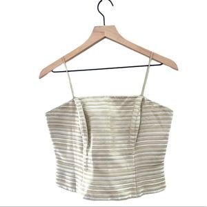 JS COLLECTIONS Metallic Beige Corset Zip Back Top